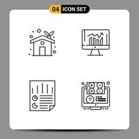 4 Line concept for Websites Mobile and Apps eco home data greenhouse report page Editable Vector Design Elements