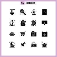 Set of 16 Modern UI Icons Symbols Signs for business interior on house door Editable Vector Design Elements