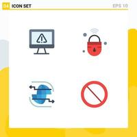 Modern Set of 4 Flat Icons Pictograph of computer wifi internet iot globe Editable Vector Design Elements