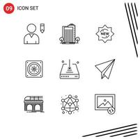 Group of 9 Modern Outlines Set for download arrow new fan computer Editable Vector Design Elements