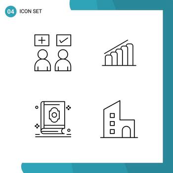 Set of 4 Modern UI Icons Symbols Signs for answers quran tick progress holy Editable Vector Design Elements