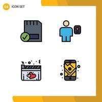 4 Creative Icons Modern Signs and Symbols of card profile devices body heart Editable Vector Design Elements