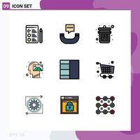 9 Creative Icons Modern Signs and Symbols of checkout layout trash grid thinking Editable Vector Design Elements