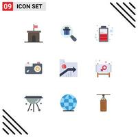 Flat Color Pack of 9 Universal Symbols of data photo shopping picture camera Editable Vector Design Elements