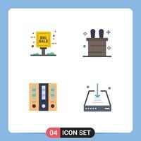 Modern Set of 4 Flat Icons and symbols such as board finance sale advertisement archive down Editable Vector Design Elements