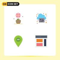 Modern Set of 4 Flat Icons and symbols such as flower location spring print marker Editable Vector Design Elements