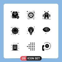 User Interface Pack of 9 Basic Solid Glyphs of sunshine sun user summer technology Editable Vector Design Elements