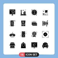 Editable Vector Line Pack of 16 Simple Solid Glyphs of home cleaning famous city brush ui Editable Vector Design Elements