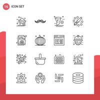 Modern Set of 16 Outlines Pictograph of painting drawing men color design Editable Vector Design Elements