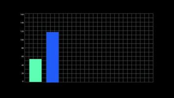 Animation vertical square bar graph object for infographic isolate on black background. video