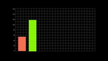 objeto de gráfico de barra cuadrada vertical de animación para aislamiento infográfico sobre fondo negro. video