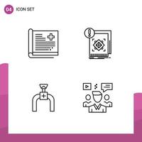 Line Pack of 4 Universal Symbols of healthcare alert report standard pipe Editable Vector Design Elements