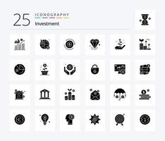 Investment 25 Solid Glyph icon pack including investment. finance. diamonf. startup. growth vector