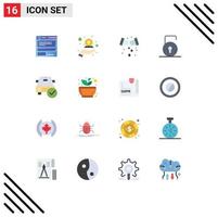 16 Universal Flat Colors Set for Web and Mobile Applications car protect money lock pad plumbing Editable Pack of Creative Vector Design Elements