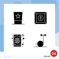 4 Thematic Vector Solid Glyphs and Editable Symbols of clothing globe top edit phone Editable Vector Design Elements