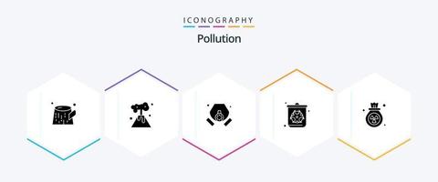 paquete de iconos de 25 glifos de contaminación que incluye desechos. polución. polución. gas. polución vector