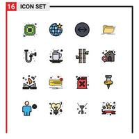 16 Creative Icons Modern Signs and Symbols of drain folder horizontal swipe files catalog Editable Creative Vector Design Elements