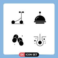 4 Thematic Vector Solid Glyphs and Editable Symbols of scooter summer alarm flip flops hair biology Editable Vector Design Elements