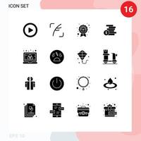 conjunto de 16 iconos de interfaz de usuario modernos símbolos signos para computadora dinero hoja ghold monedas dinero elementos de diseño vectorial editables vector