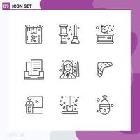 Outline Pack of 9 Universal Symbols of pool billiards communication box email Editable Vector Design Elements