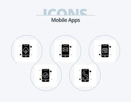 Mobile Apps Glyph Icon Pack 5 Icon Design. app. email. calling. mobile. app vector