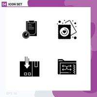 Solid Glyph Pack of 4 Universal Symbols of deadline delivery time party packing Editable Vector Design Elements