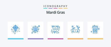 Mardi Gras Blue 5 Icon Pack Including . coffee. garland. tea. sunglasses. Creative Icons Design vector