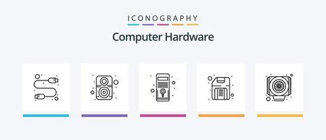 paquete de iconos de línea 5 de hardware de computadora que incluye . ordenador personal. extensión. hardware. micro. diseño de iconos creativos vector