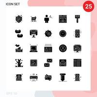 Group of 25 Solid Glyphs Signs and Symbols for web page avatar links land Editable Vector Design Elements