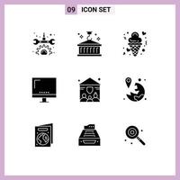 9 Universal Solid Glyph Signs Symbols of imac devices date computer special Editable Vector Design Elements