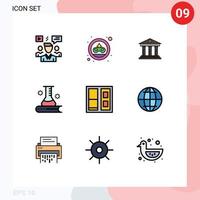 Stock Vector Icon Pack of 9 Line Signs and Symbols for science knowledge science book mask science and education building Editable Vector Design Elements