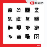 User Interface Pack of 16 Basic Solid Glyphs of examine trophy image prize award Editable Vector Design Elements