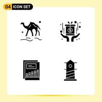 Pictogram Set of 4 Simple Solid Glyphs of camel growth desert medal growth Editable Vector Design Elements