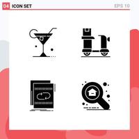 4 User Interface Solid Glyph Pack of modern Signs and Symbols of glass audio spring delivery loop Editable Vector Design Elements