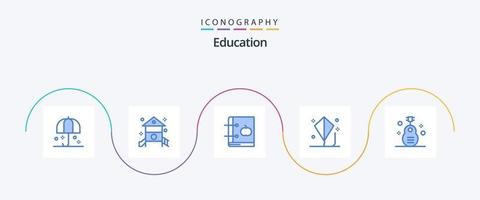 paquete de iconos de educación azul 5 que incluye cometa. niño. guardería. aprendizaje. educación vector