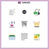 Universal Icon Symbols Group of 9 Modern Flat Colors of performance board protection clean cleaning Editable Vector Design Elements