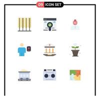 Set of 9 Commercial Flat Colors pack for internet human life description avatar Editable Vector Design Elements