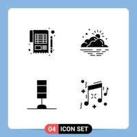 Pack of 4 creative Solid Glyphs of accounting weather sheet day lamp Editable Vector Design Elements