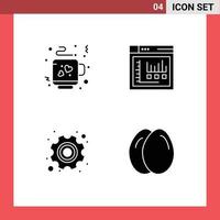 User Interface Pack of 4 Basic Solid Glyphs of coffee labor browser static chicken Editable Vector Design Elements