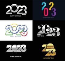 Big Collection of 2023 Happy New Year symbols Cover of business diary for 2023 with wishes vector