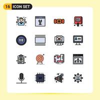 Modern Set of 16 Flat Color Filled Lines Pictograph of label bid page auction hipster Editable Creative Vector Design Elements