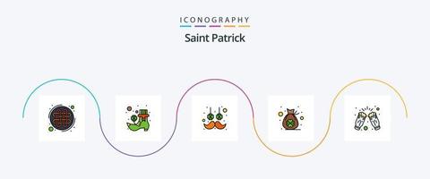 Saint Patrick Line Filled Flat 5 Icon Pack Including drink. celebrate. hair. luck. bag of clover vector