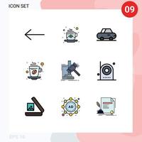 Set of 9 Modern UI Icons Symbols Signs for law hammer cup gavel hot Editable Vector Design Elements