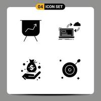 Pack of Modern Solid Glyphs Signs and Symbols for Web Print Media such as board hand processing arrows target Editable Vector Design Elements