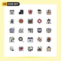 Set of 25 Modern UI Icons Symbols Signs for box shut programing opponent hostage Editable Vector Design Elements