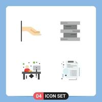 User Interface Pack of 4 Basic Flat Icons of alms desk biochemistry hazardous reception Editable Vector Design Elements