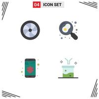 Pictogram Set of 4 Simple Flat Icons of car privacy wheel pan big data and science concept Editable Vector Design Elements