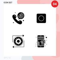 Pictogram Set of 4 Simple Solid Glyphs of call gear phone browser operation Editable Vector Design Elements