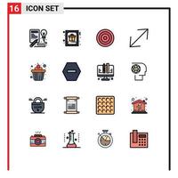 Set of 16 Modern UI Icons Symbols Signs for cup scale greeting corner user Editable Creative Vector Design Elements