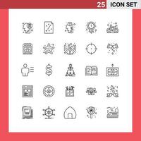 Group of 25 Lines Signs and Symbols for watch new year strategy midnight idea Editable Vector Design Elements